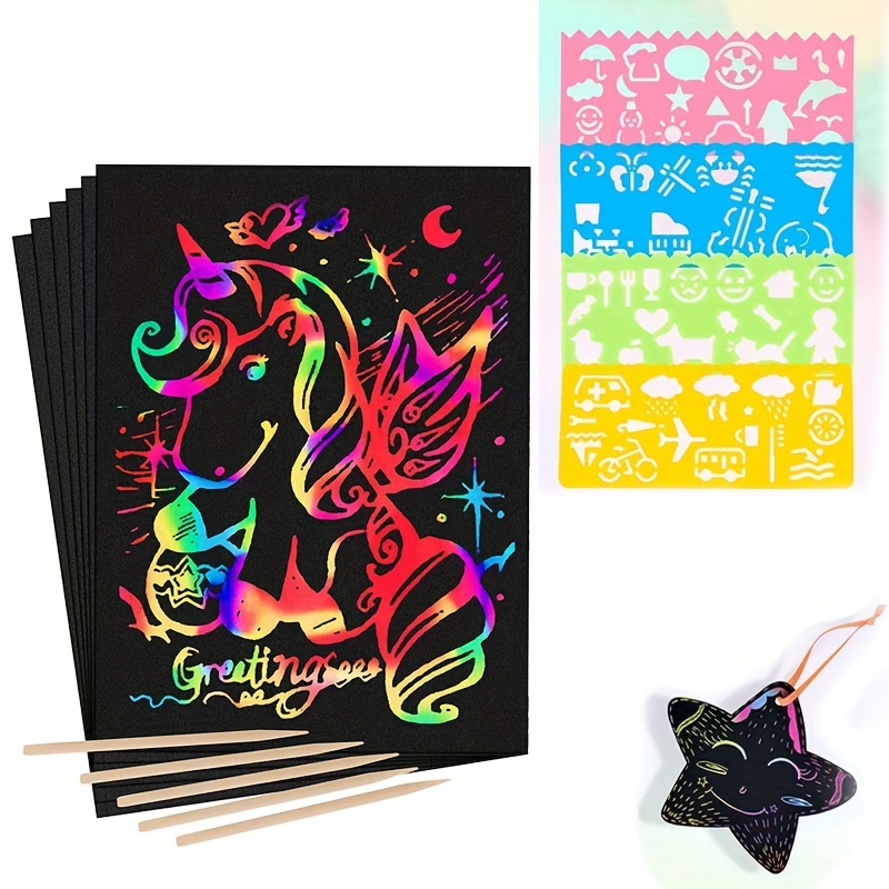 Scratch Art Craft Notes 100 Rainbow Scratch Paper Art - Temu