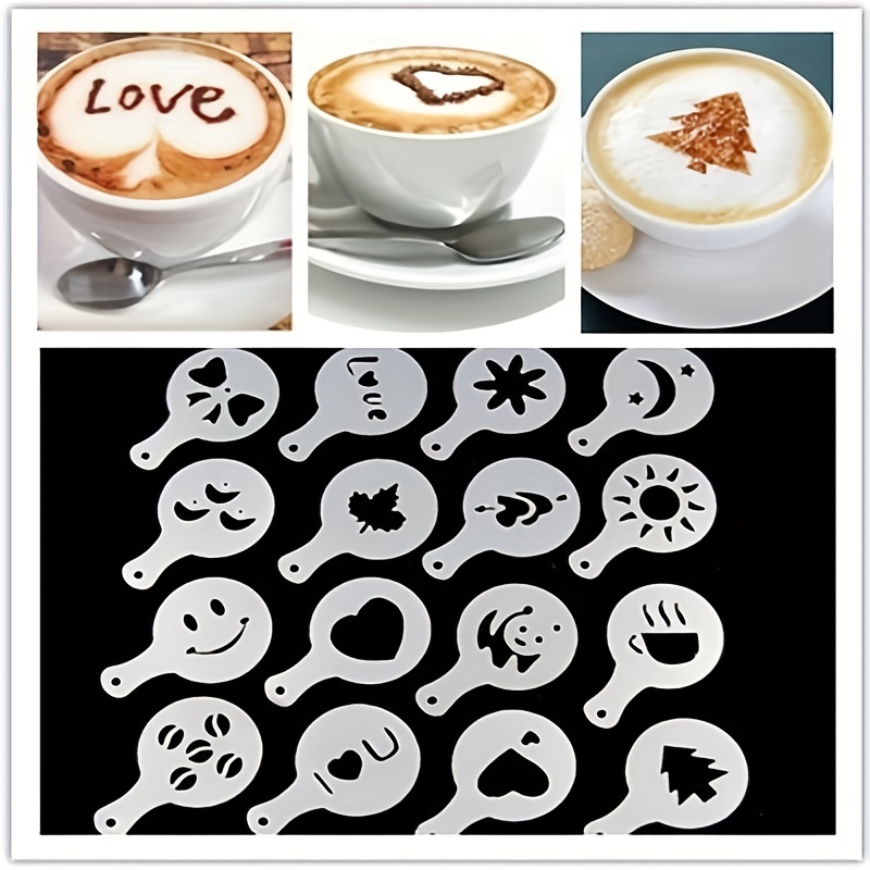 Chocolate Shaker with 16 Piece Coffee Stencils Set for Coffee