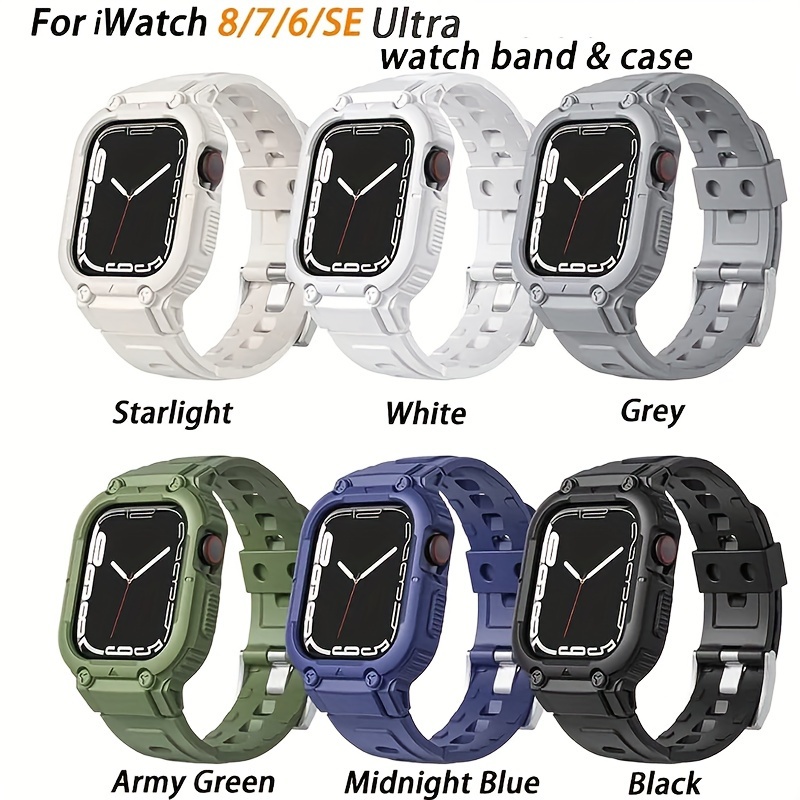 For Apple Watch Series Ultra 49MM Rugged Armor Silicone Band w/ Shockproof  Case