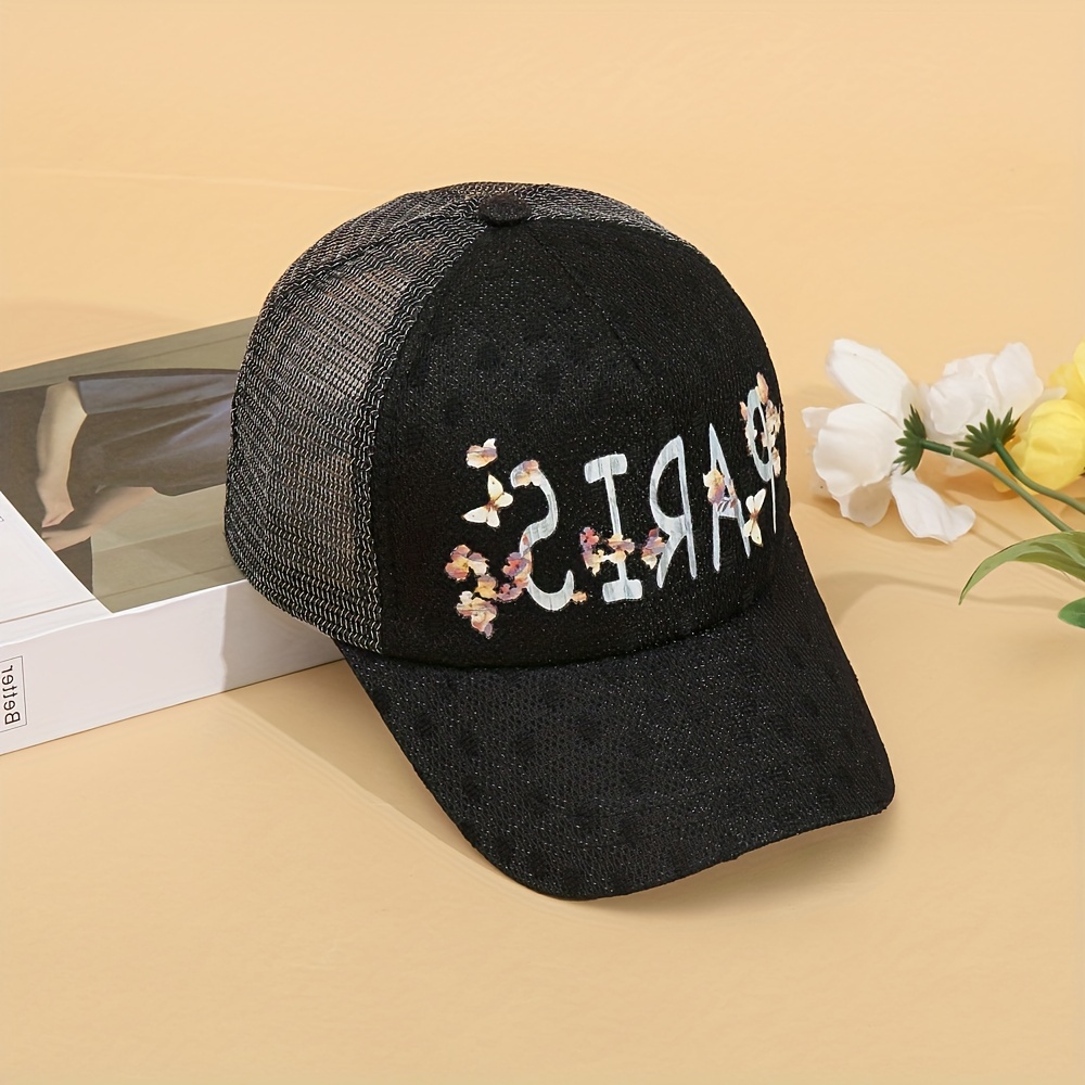Butterfly Silk Print Couple Mesh Sunshade Sports Cap