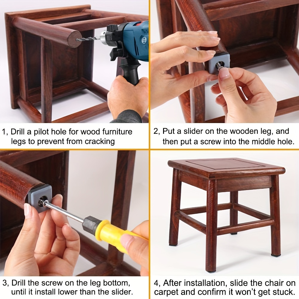 Furniture Glides Sliders-Furnigear PTFE (Teflon) Chair Leg Movers