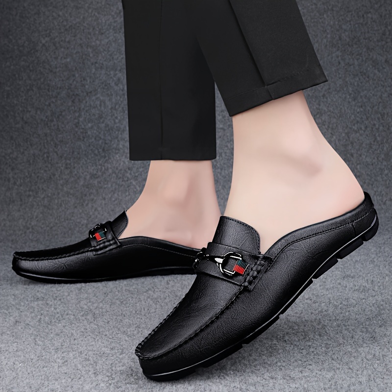 Summer Men Black Half Shoes Breathable Slip-on Half Slippers Man Outdoor  Buckle Mules Lightweight Anti-slip Comfy Casual Shoes