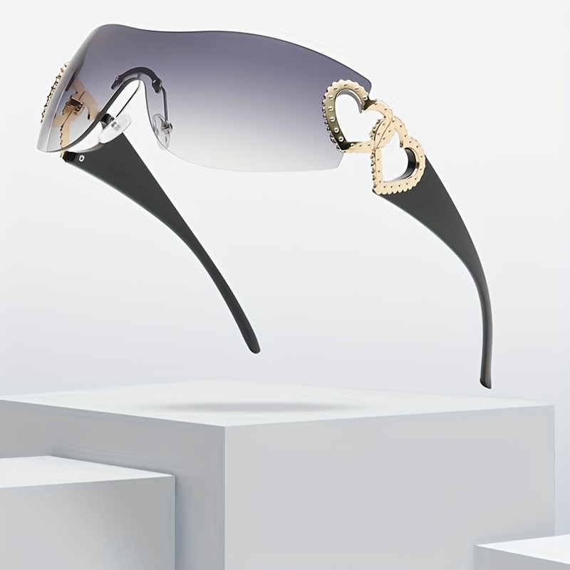 Y2K Sunglasses Rimless Gradient Lens Oversized Futuristic Eyewear UV400