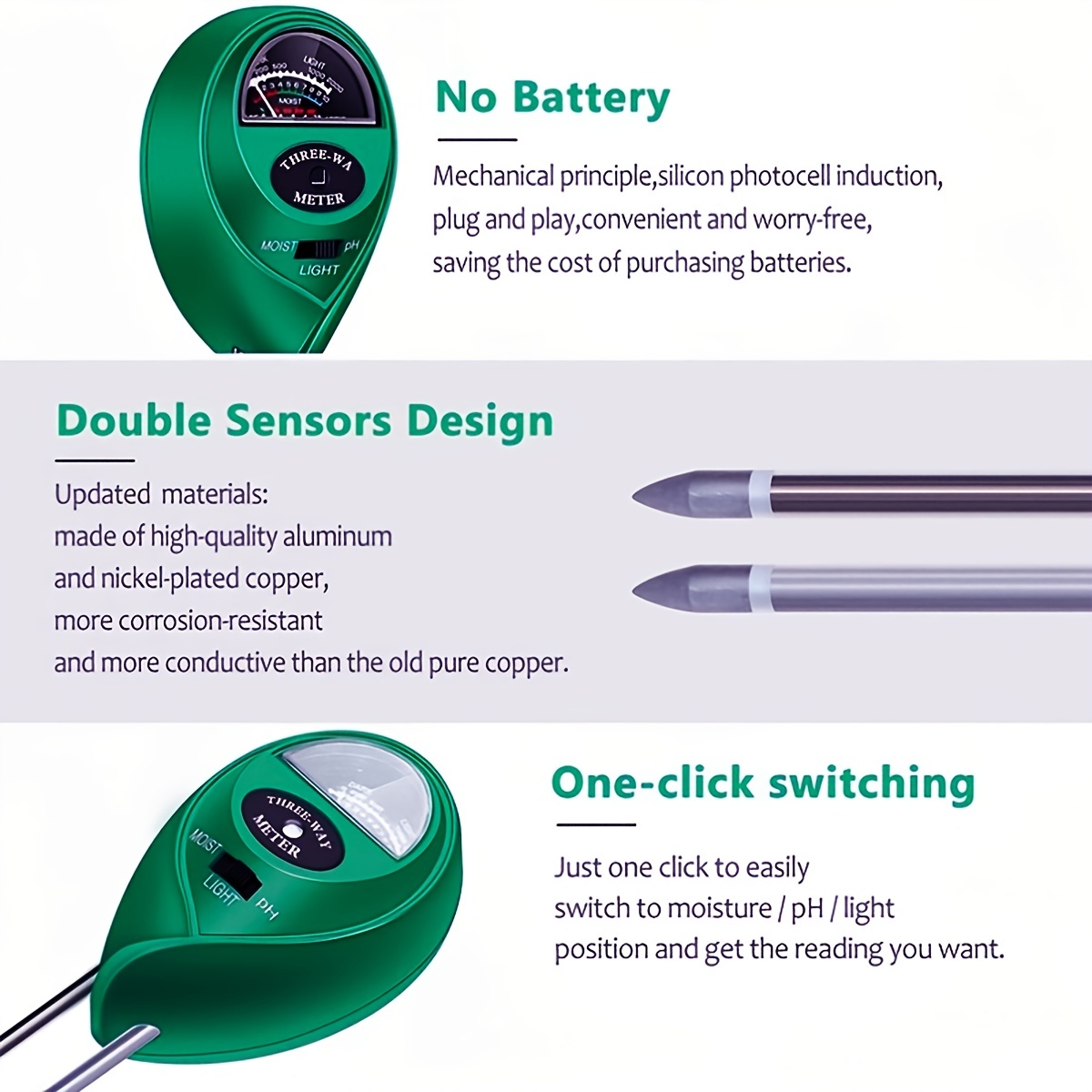 Soil Moisture Meter, Soil Hygrometer For Plants, Soil Water Gauge Meter  Indoor Outdoor, Soil Moisture Sensor For Garden, Lawn, Farm Plants Care -  Temu