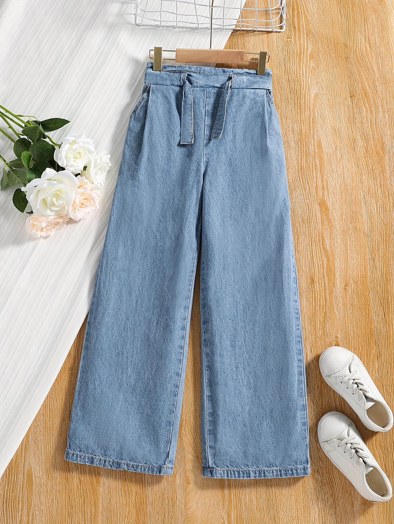 Summer Teen Girls Jeans Blue High Waist Slim Denim Pants For Girls Kids  Trousers Casual Children Clothes For 10 12 Years