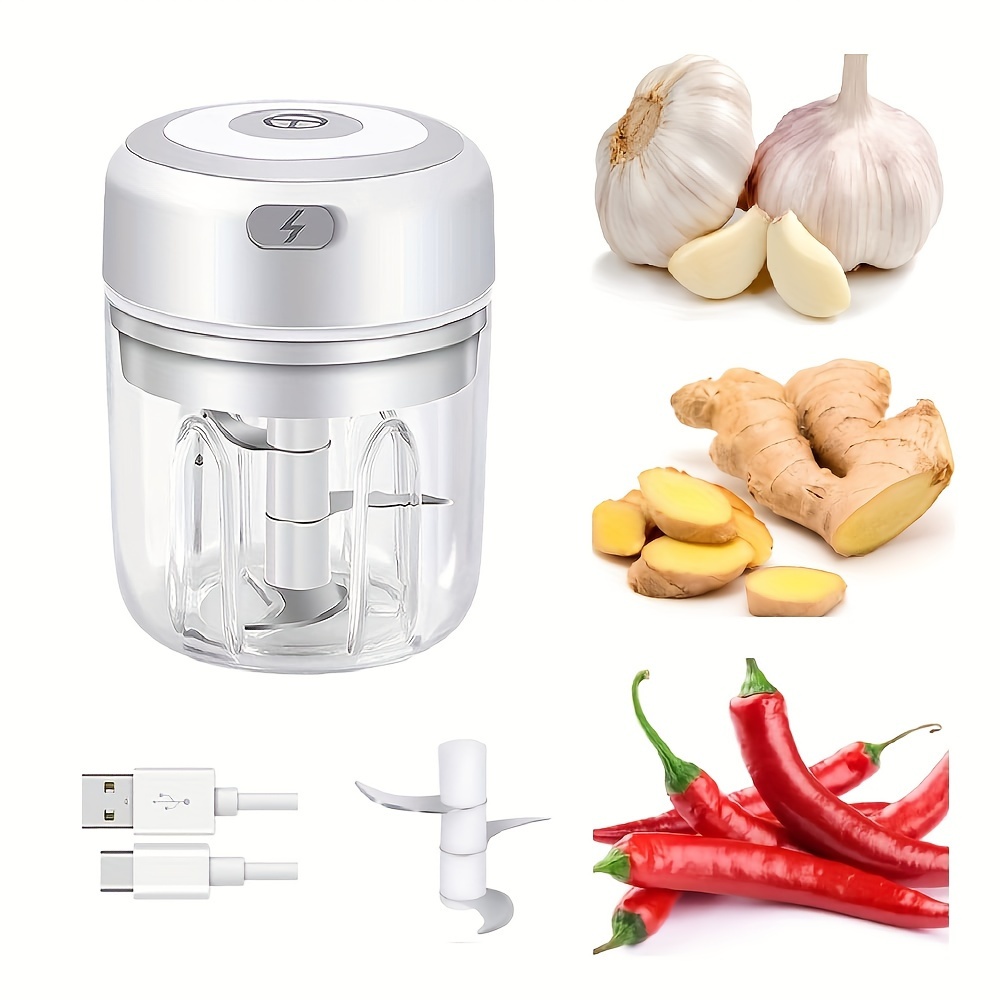 Electric Garlic Crusher USB Charging Ginger Masher Machine Sturdy Durable  Chili Vegetable Crusher Kitchen Slicable Tool 