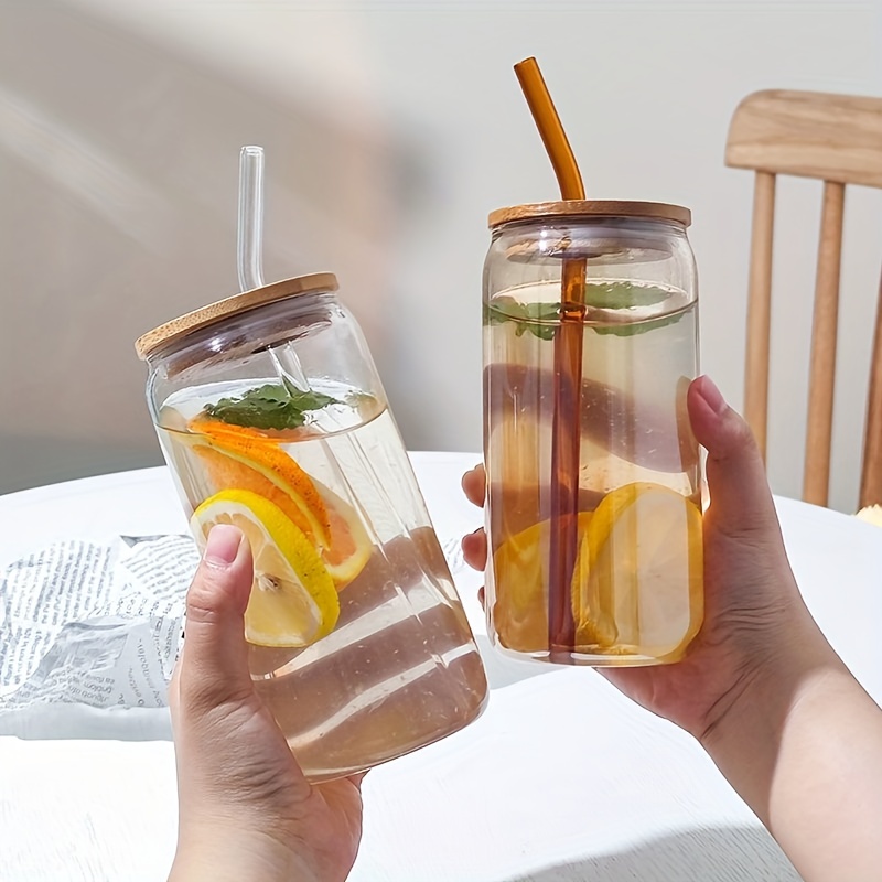 Cute Glass Water Cup Can Be Used With Bamboo Lid With Straw Jar Shaped  Glass Cup Beer Whiskey Soda Milk Tea Juice Ice Coffee Drinking Cup Temu  Australia