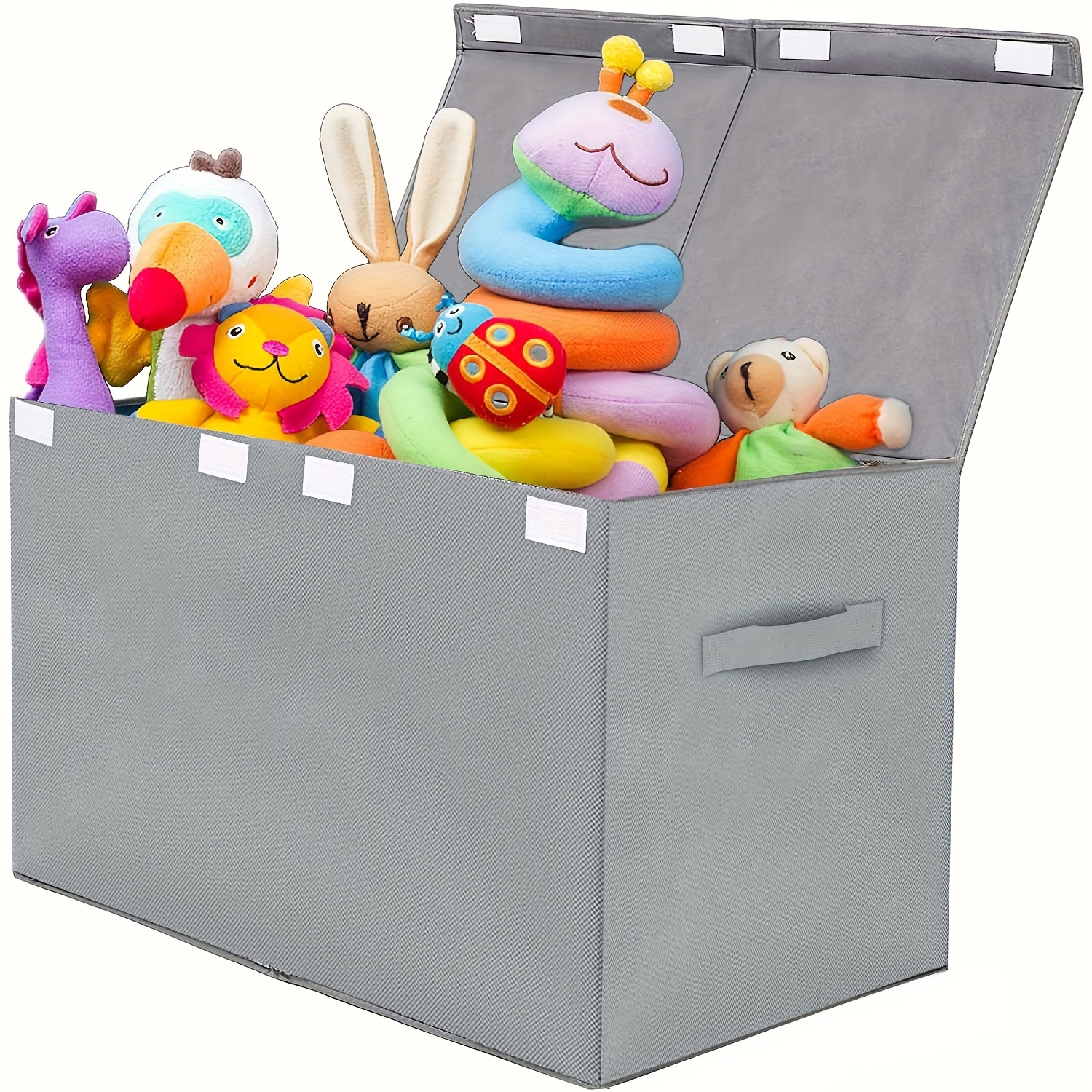 Organisateur de coffre à jouets pour enfants avec double couvercle  rabattable jouet robuste pliable, organisateur et bac de rangement avec  poignée