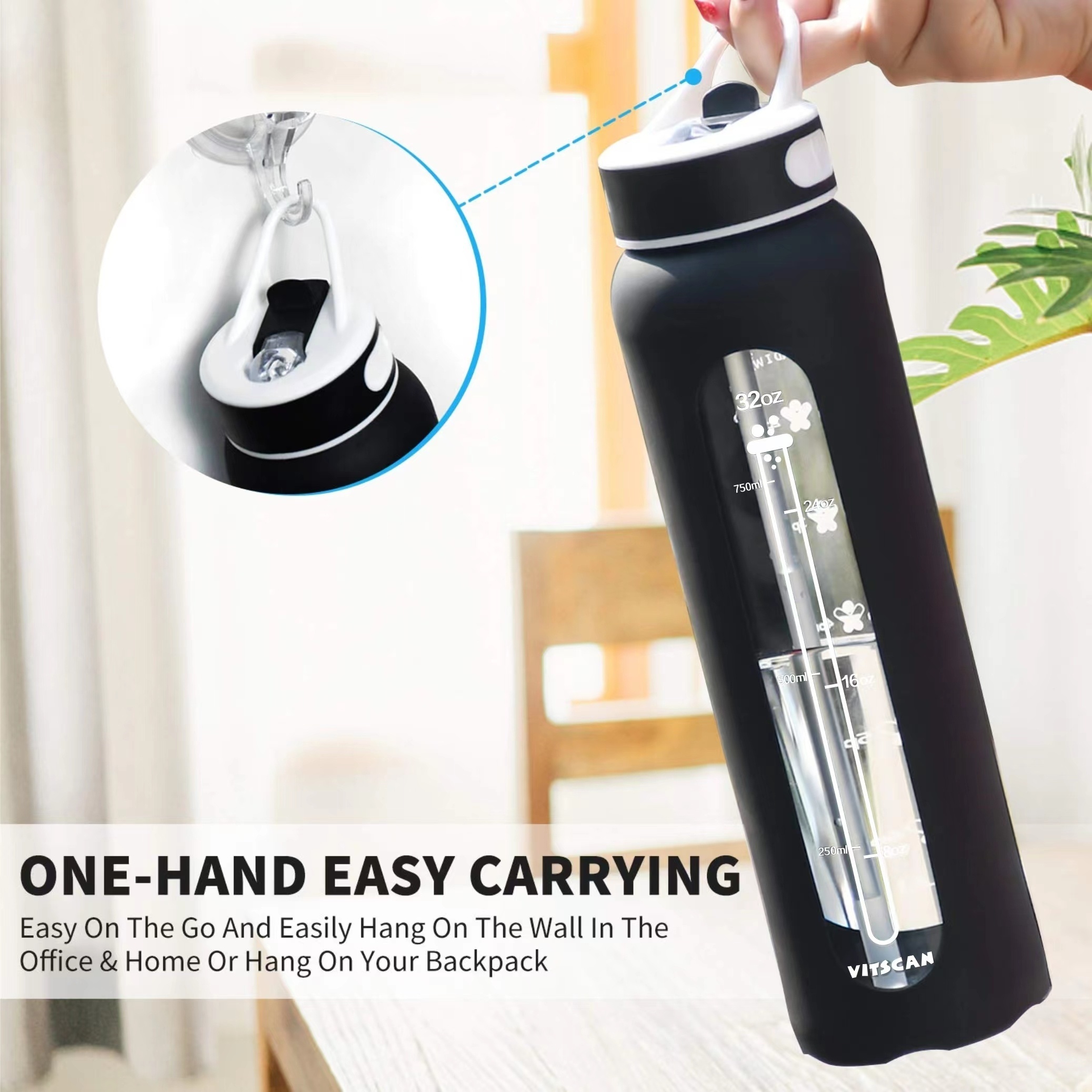 Wide Mouth Glass Water Bottle with Silicone Sleeve