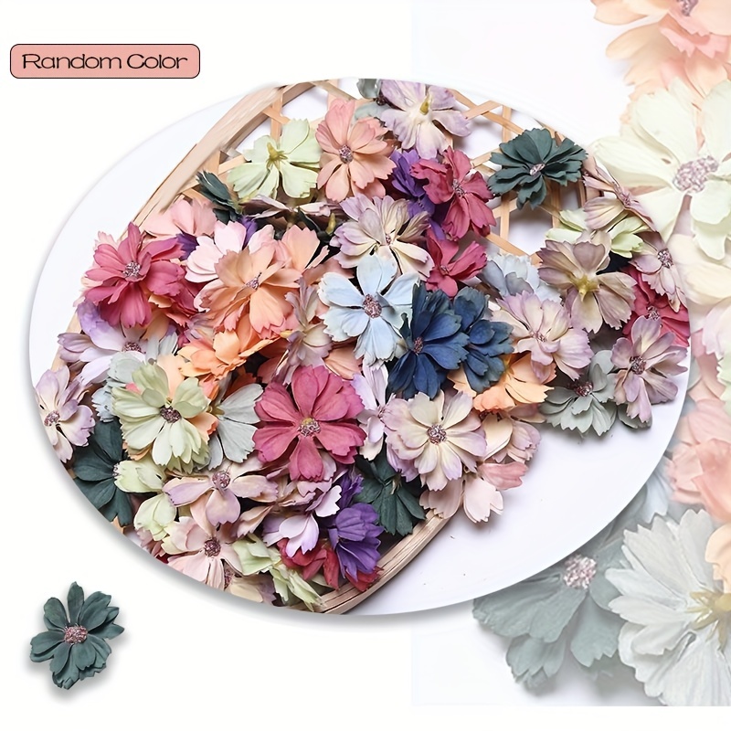 120 Pcs Mini Faux Flowers for Crafts, Heads Artificial Small Fabric Silk  Daisy Peony Decorations Garland DIY Wreath Accessories for Wedding Home  Party
