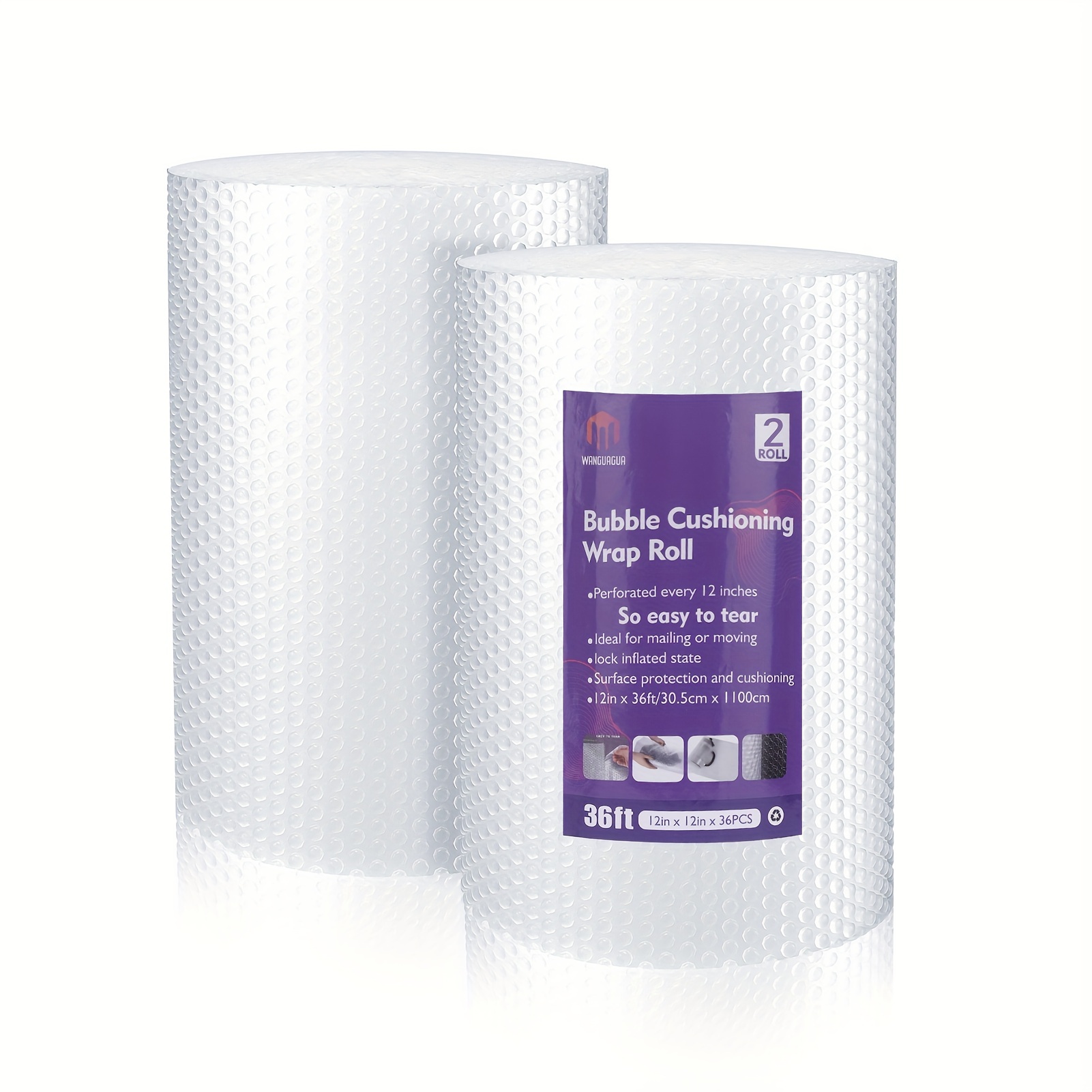 Clear Bubble Cushioning Wrap Large Bubbles 120' x 12 x 1/2 Perforated  every 12
