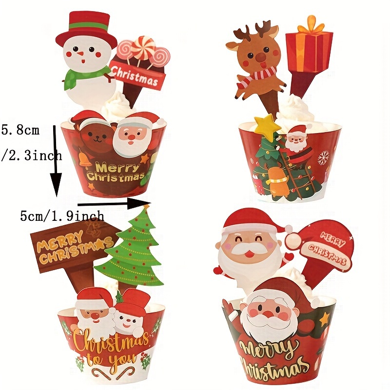 Christmas Cupcake Liners Elk Christmas Tree Snowman - Temu