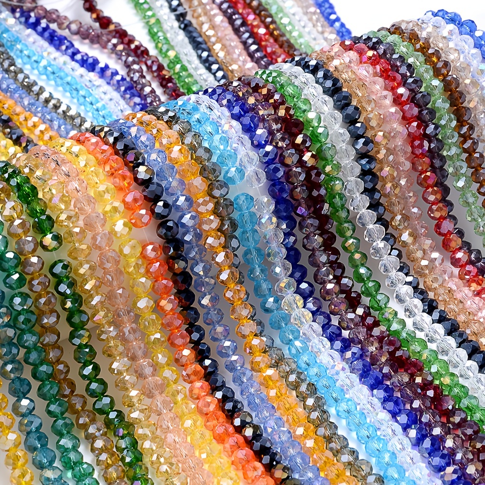 1050pcs Crystal Glass Rondelle Beads, Finding Spacer Beads Faceted Shape  Assorted Beads with Container Box, Multi-Color Clear Crystal Beads with  Hole for Beading Craft Jewelry Making, 6mm 21 Colors 