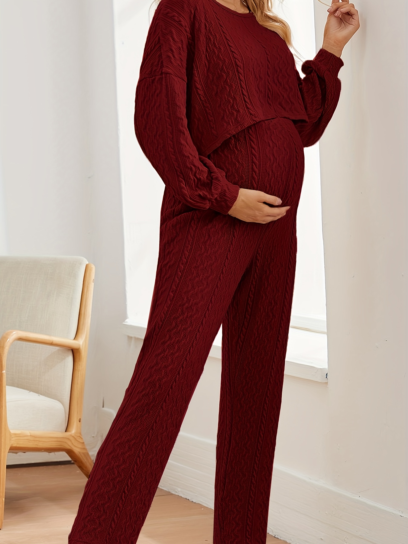 Topshop Maternity star jacquard piped shirt and pants pajama set in black