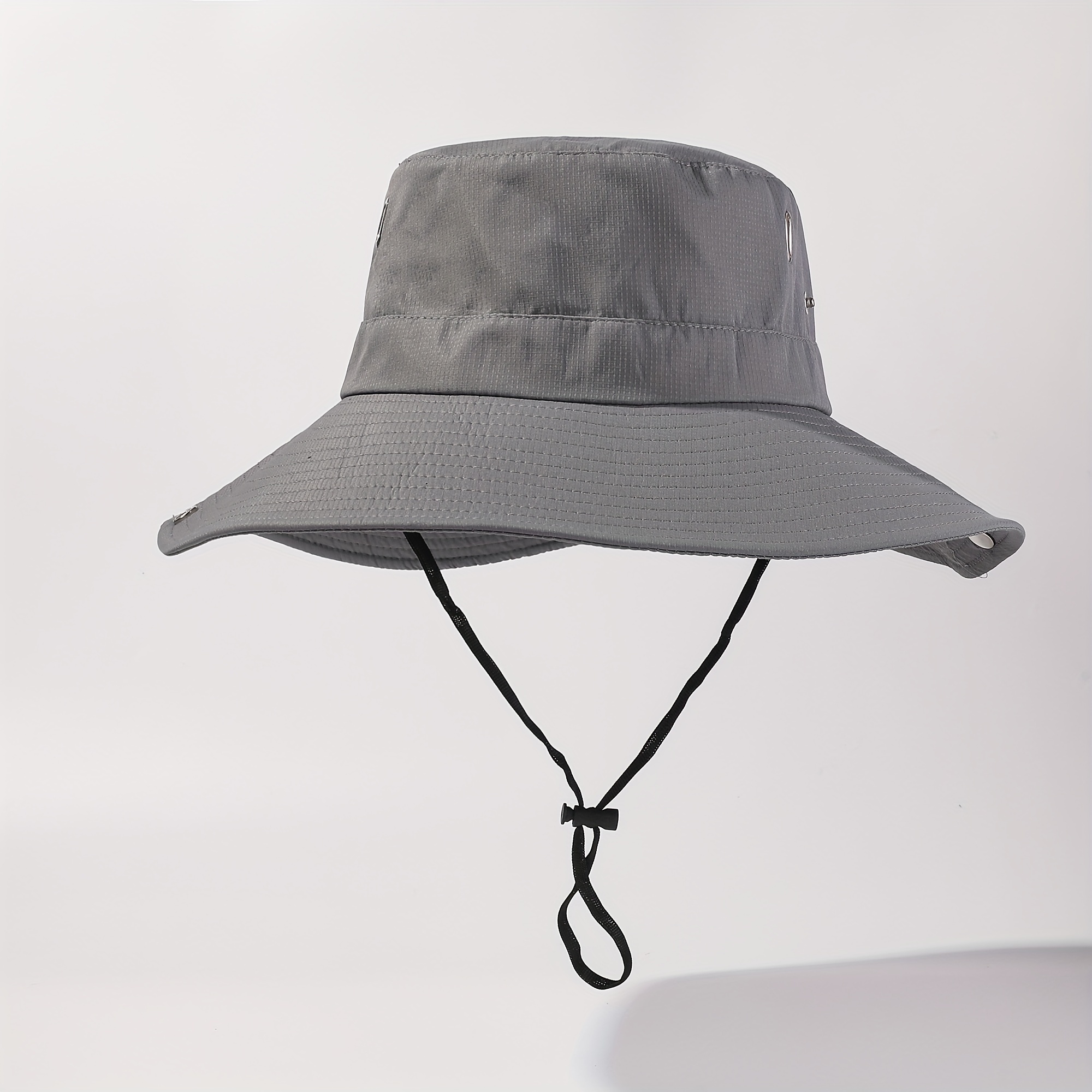 Men's Wide Brim Fisherman Hat Chin Straps Bucket Hats Summer