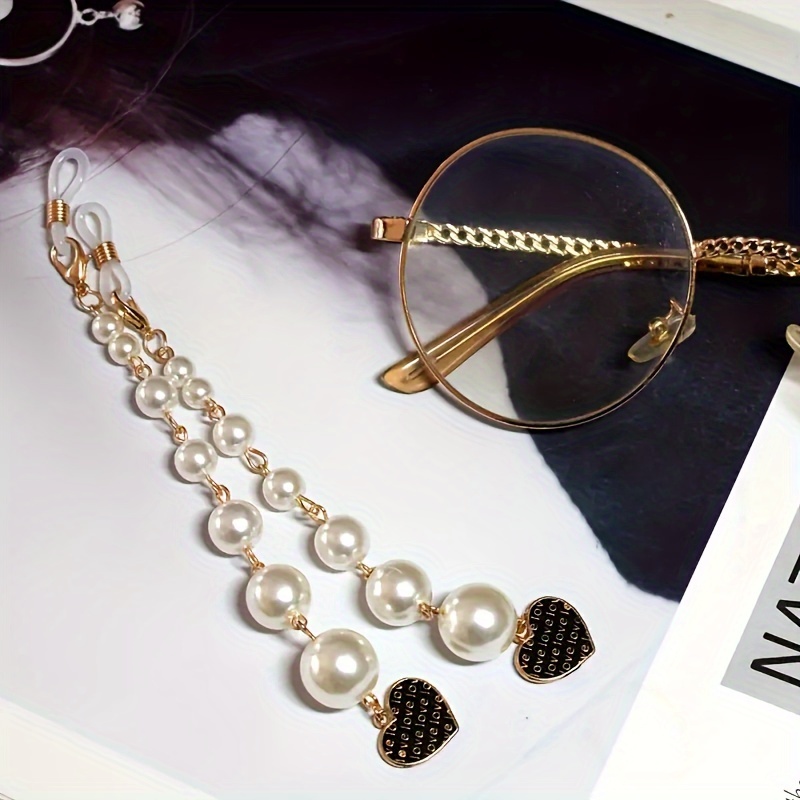 Vintage Glasses Chain Faux Pearl Anti Slip Sunglasses - Temu