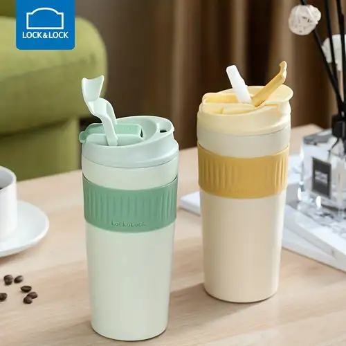 1pc silvery 304 stainless steel coffee cup insulation cup bounce cup water  cup 380ml