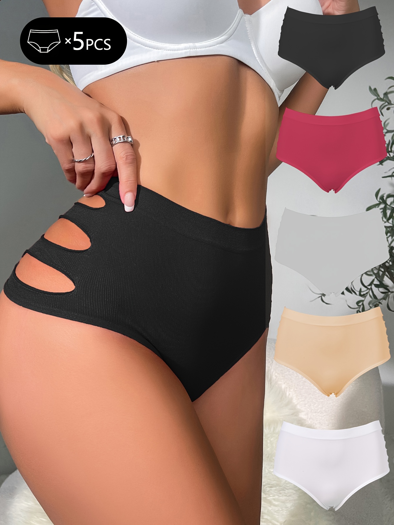 Sexy High Waisted Women's Underwear Leather Panties Breathable Tangas  Cheeky Briefs Tummy Control Thongs Funny Black at  Women's Clothing  store