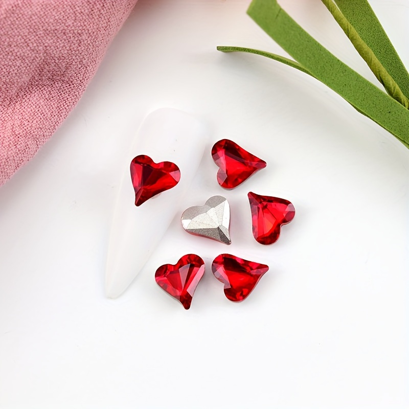 3d Crooked Heart Nail Rhinestones special shaped Peach Heart - Temu