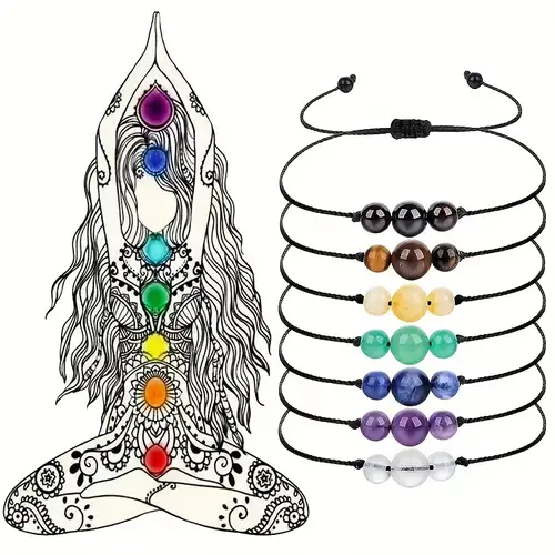 Classic 7 Chakra Beads Bracelet Natural Stone Yoga Reiki Healing Balance  Bracelets & Bangles Meditation Gift for Women Men
