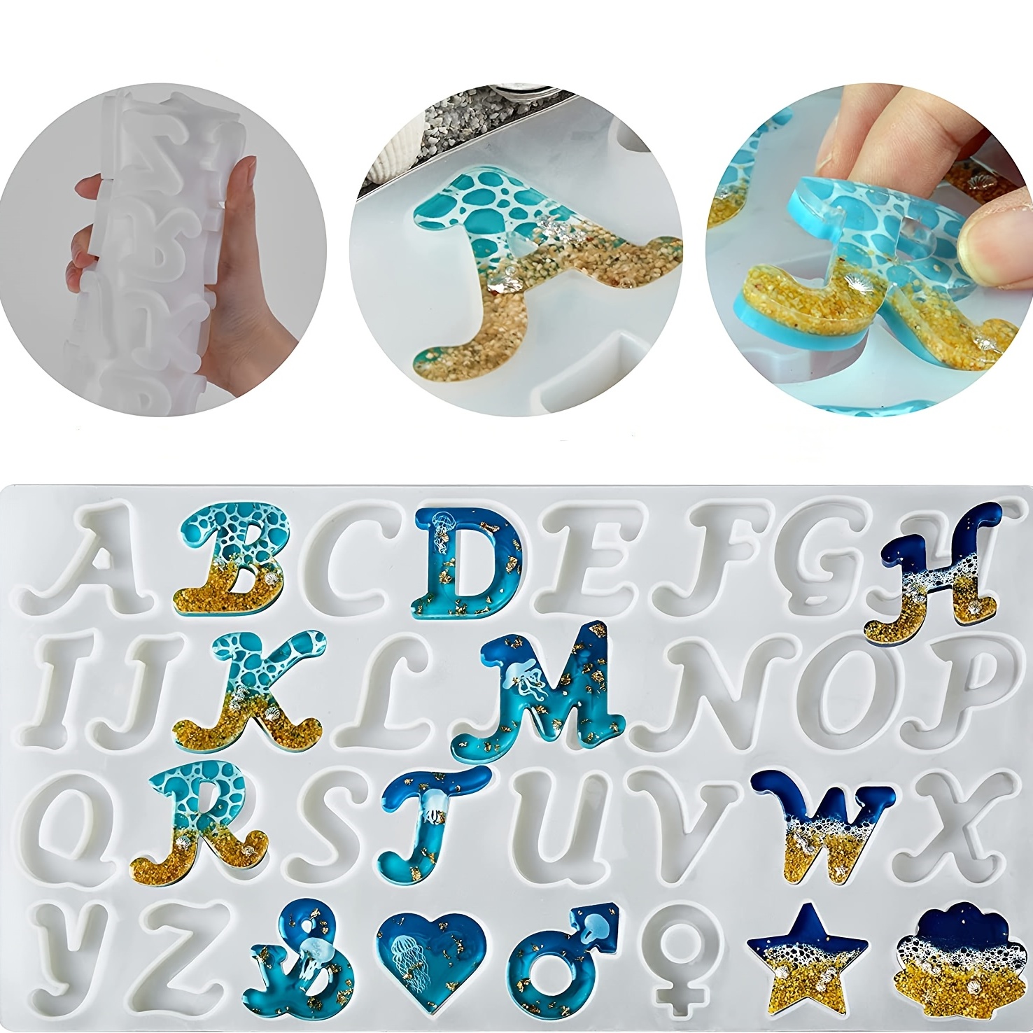 Alphabet Resin Molds Kit Obverse Letter Keychain Silicone - Temu