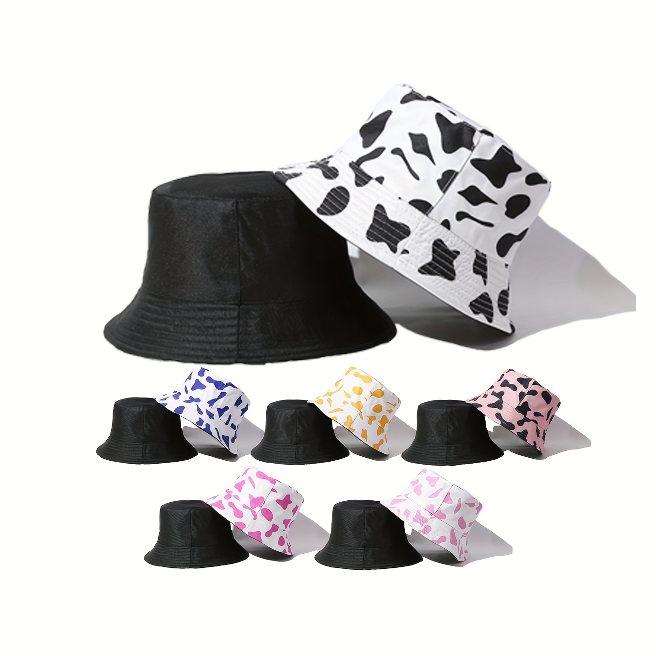 Double Sided Fishing Hat For Boys And Girls Cow Print Beret 2023