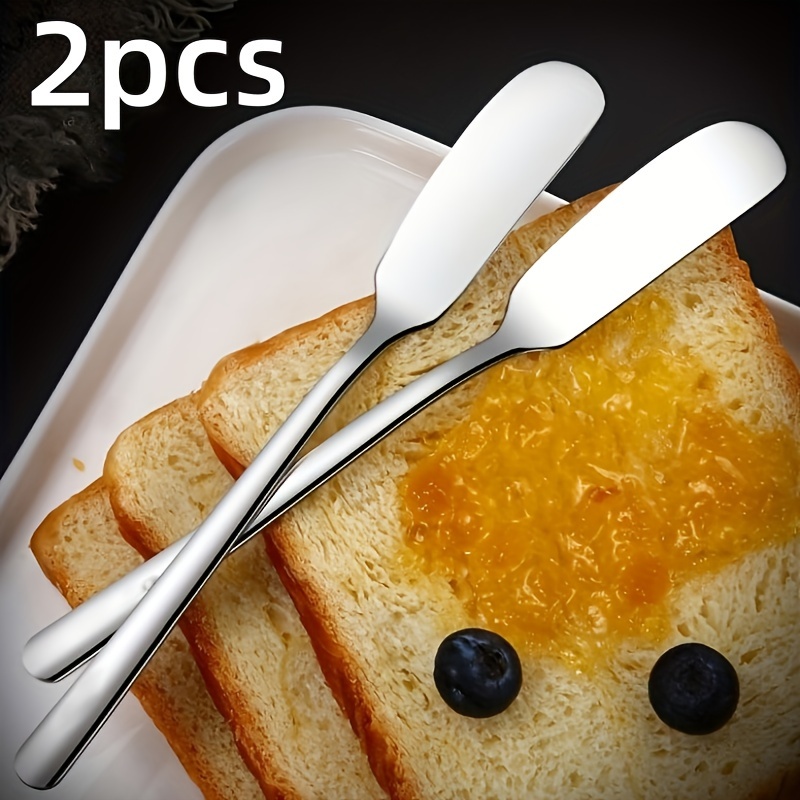 Cuchillo de mantequilla (2 piezas), mango de porcelana, esparcidor de queso  de acero inoxidable, juego de cuchillos esparcidores de mantequilla