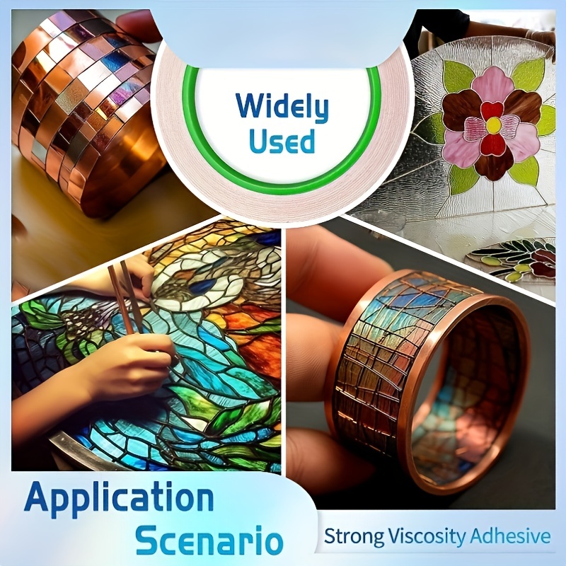 Double Sided Copper Foil Tape Strong Adhesive for Stained Glass, EMI  Shielding, Electrical Repair 