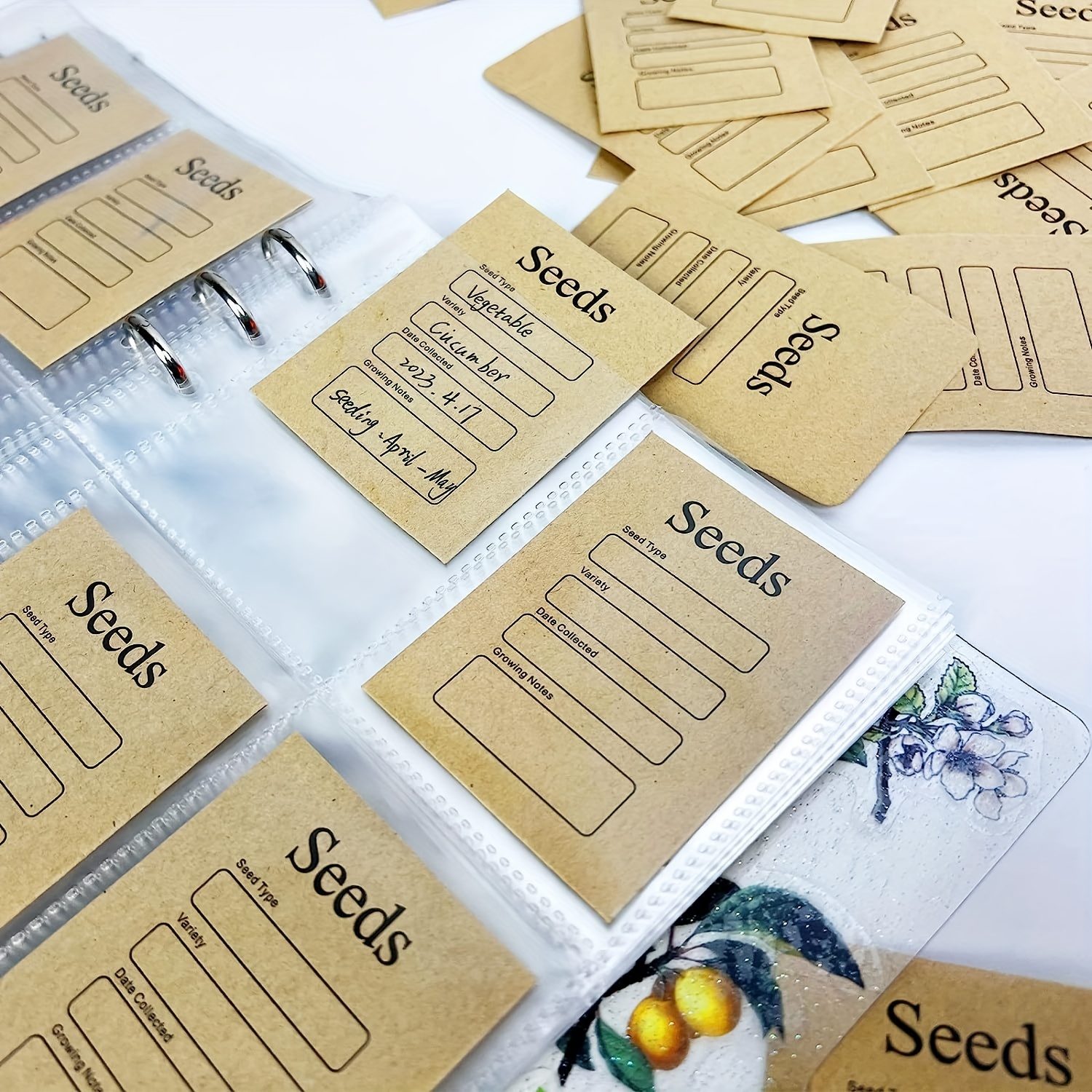 Seed Storage Organizer Sleeves 4 Pocket Garden Seed Organizer Binder Sheet  Prote