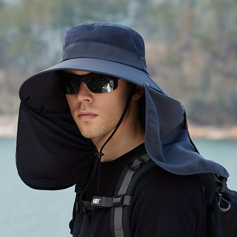 1pc Mens Summer Bucket Hat Neck Protection Sunshade Outdoor Sun