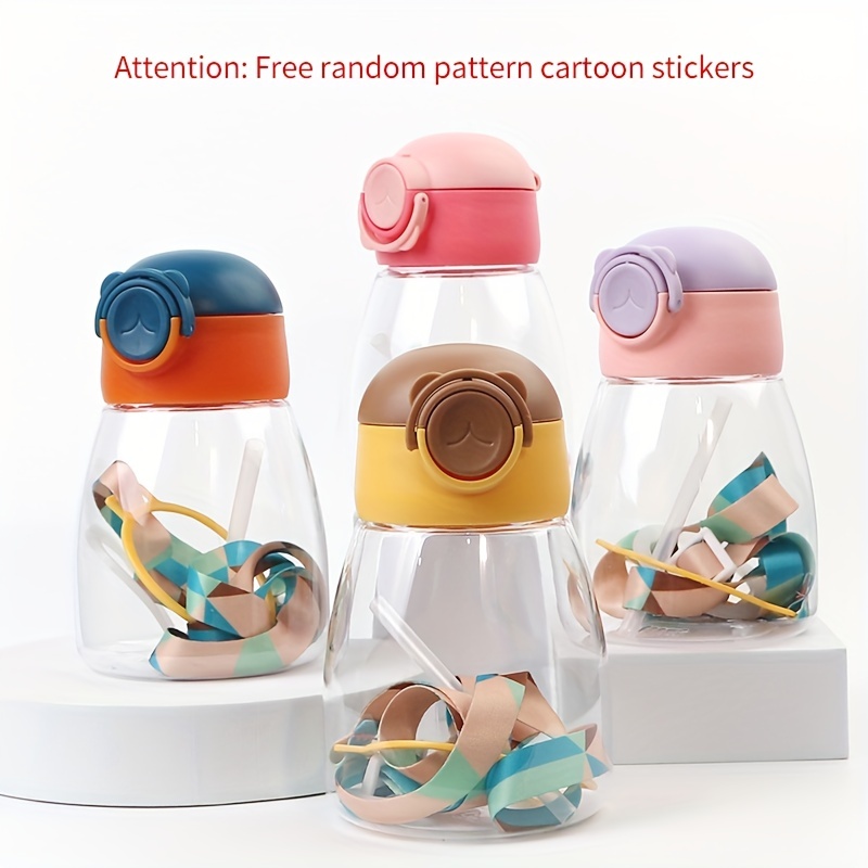 1pc Strap Water Bottle Children Cute Cartoon Crown Straw Cup - Temu