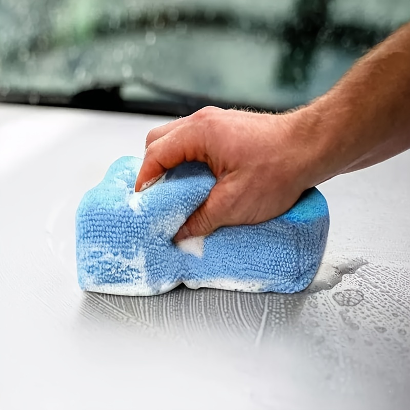 2Pcs Microfiber Car Wash Sponge with Multifunctional Cleaning, Blue