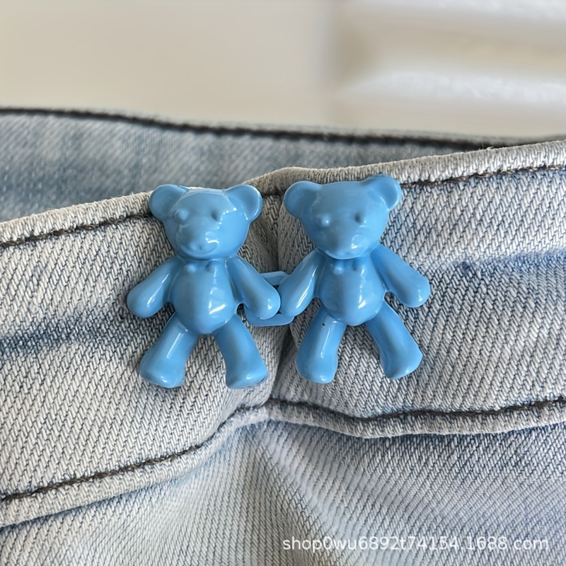 2Pcs Bear Shaped Adjustable Jean Button Waist Buckle Snap Pants