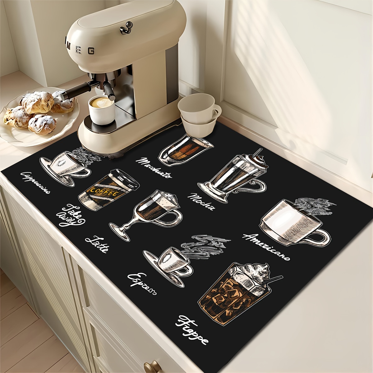 Latte Coffee Bar Mat Kitchen Placemat Coffee Maker Mat 