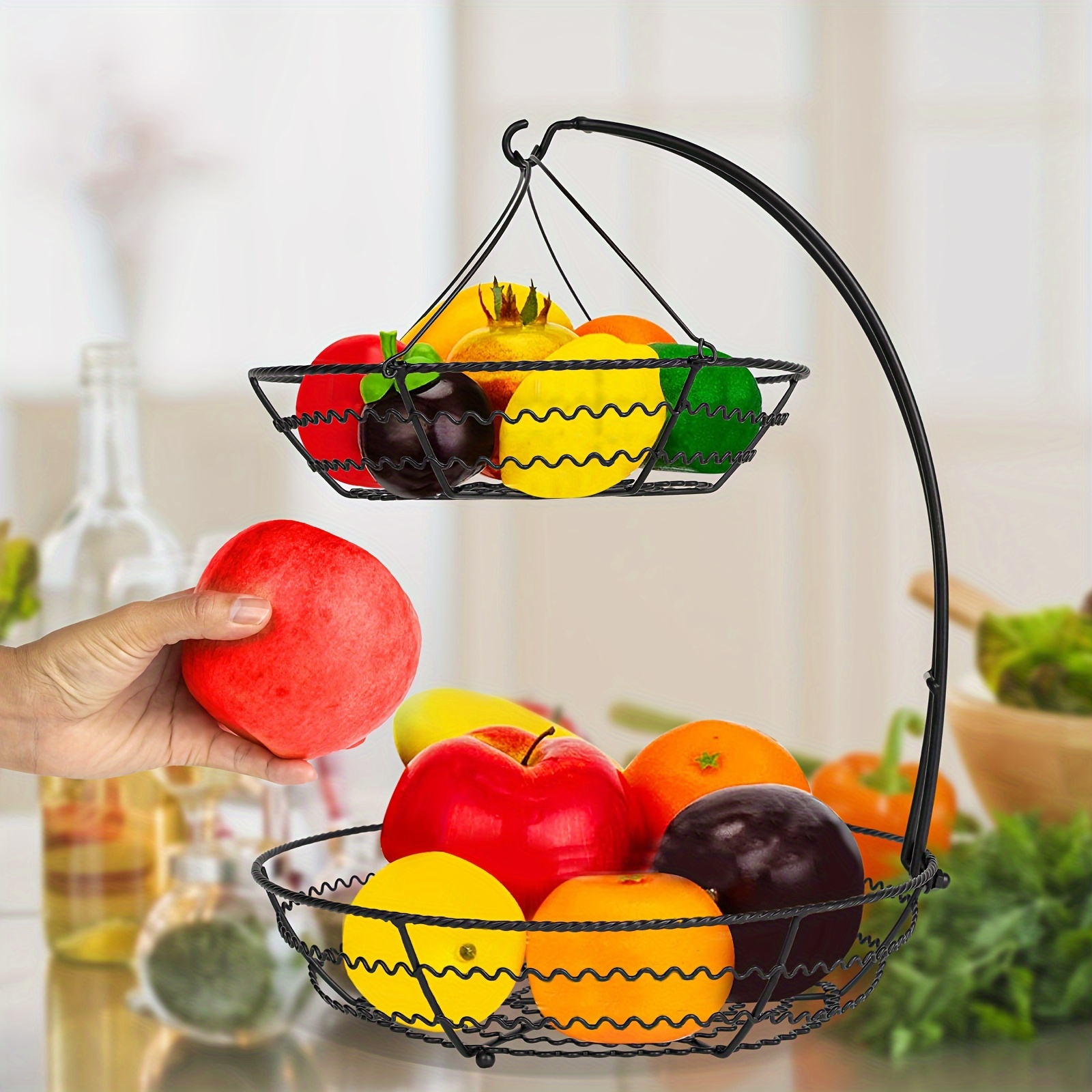 Fruit Basket 2/3 Tier Fruit Bowl Kitchen Counter Metal - Temu