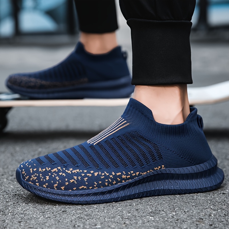 Mens Trendy No Tie Lace Free Breathable Knit Sneakers Assorted Colors  Casual Outdoor Walking Running Shoes - Men's Shoes - Temu United Kingdom