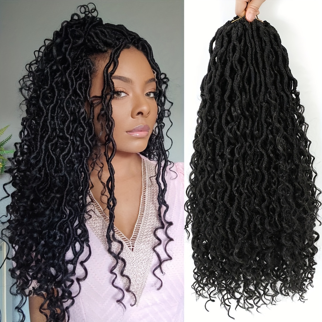 Goddess Locs Crochet Hair Extensions River Locs Curly Faux - Temu