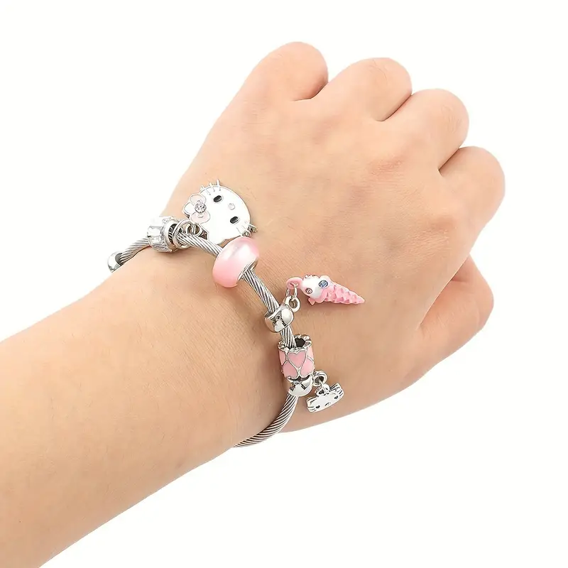 Hello Kitty Charms Bracelets Cute Kt Cat Pendant Bangle For
