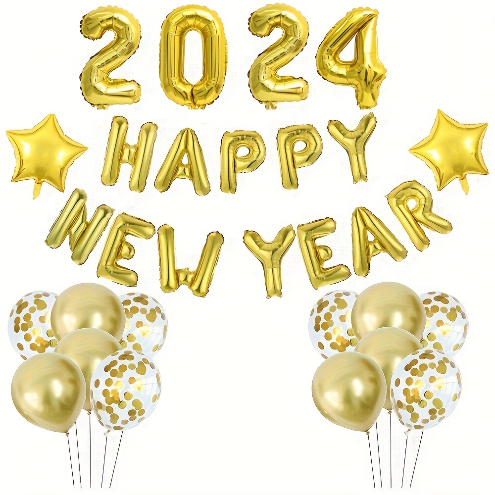 46pcs, Ensemble De Ballons Joyeux Nouvel An, Décoration De Fête Du Nouvel  An 2024, Décoration De Célébration, Décoration De Photo, Arrangement
