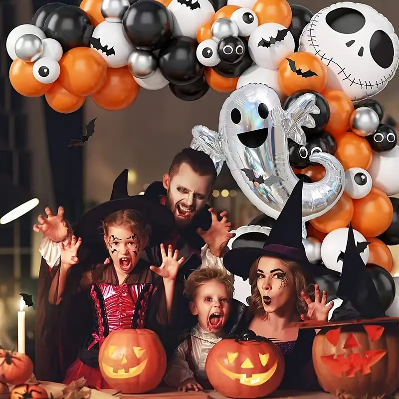 105pcs orange black balloon garland arch kit with ghost skull balloons for nightmare before christmas day of the dead halloween baby shower decorations christmas halloween thanksgiving day gift details 1