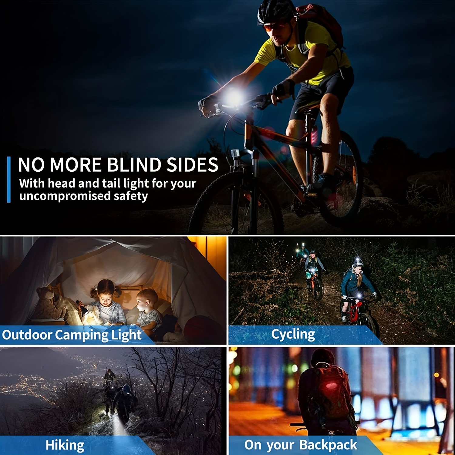 Linterna Led Recargable Cabeza Bicicleta Camping Luces