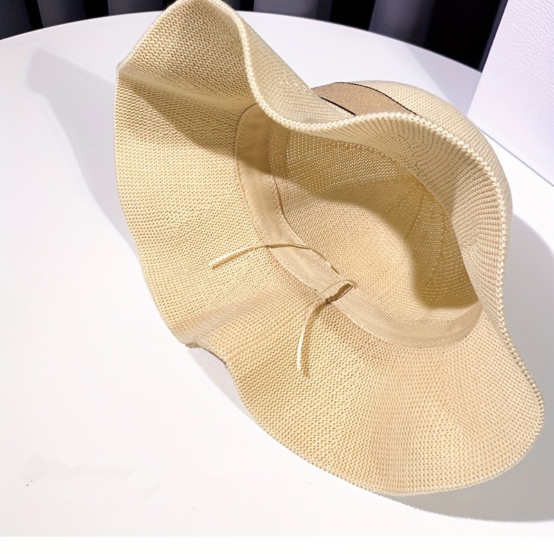 Ribbon Bowknot Ruffles Bucket Hat Wide Brim Summer Sun Hat