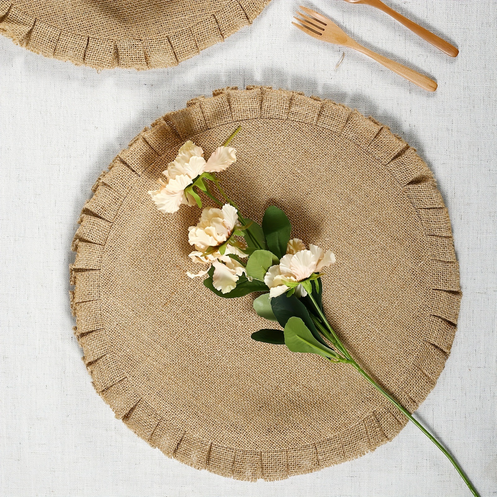 1/2/4/6pcs, Wheat Straw Placemats - Handmade Woven Wood for Outdoor Dining  - Non-Slip Jute Place Mats for Home Decor