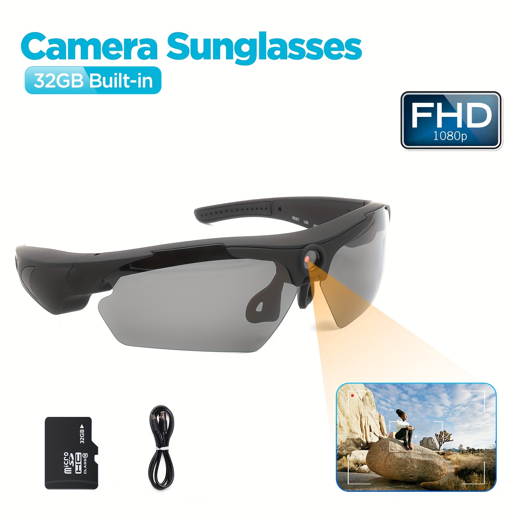 Unisex Polarized Camera Glasses: Record Hd Video Cycle Drive - Temu