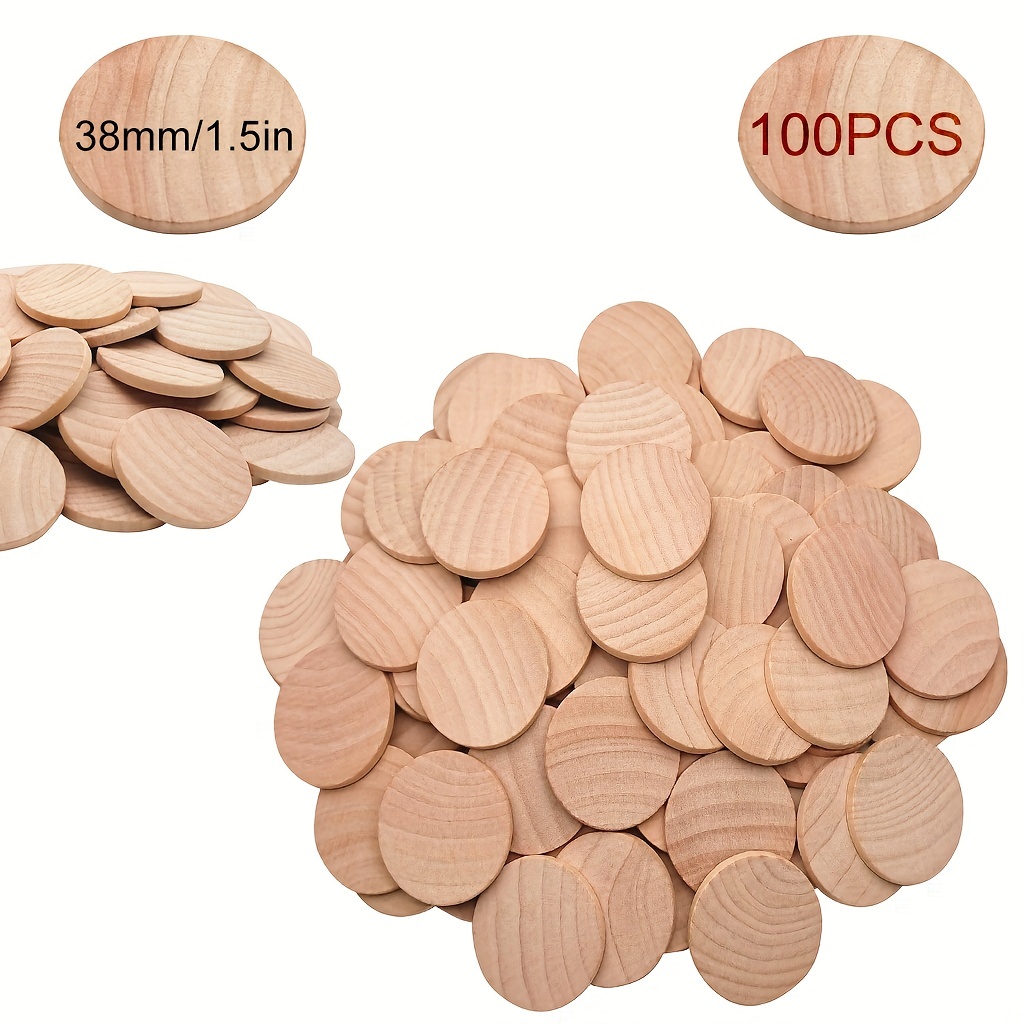 1 Inch Natural Wood Slices Unfinished Round Wood Coins for DIY Arts &  Crafts Projects, 60 per Pack.