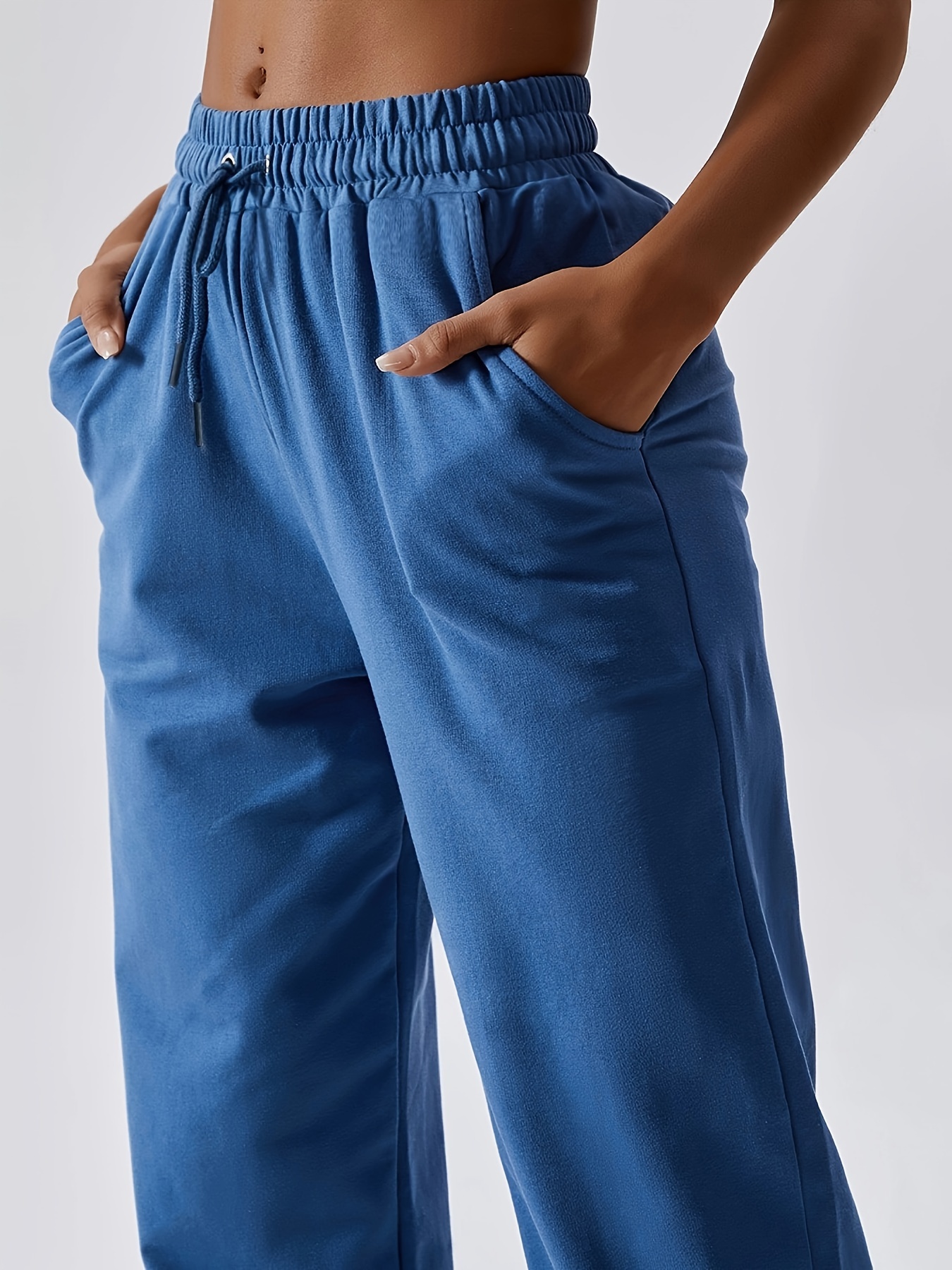 Pantalones Deportivos Casuales Color Sólido Mujeres - Temu