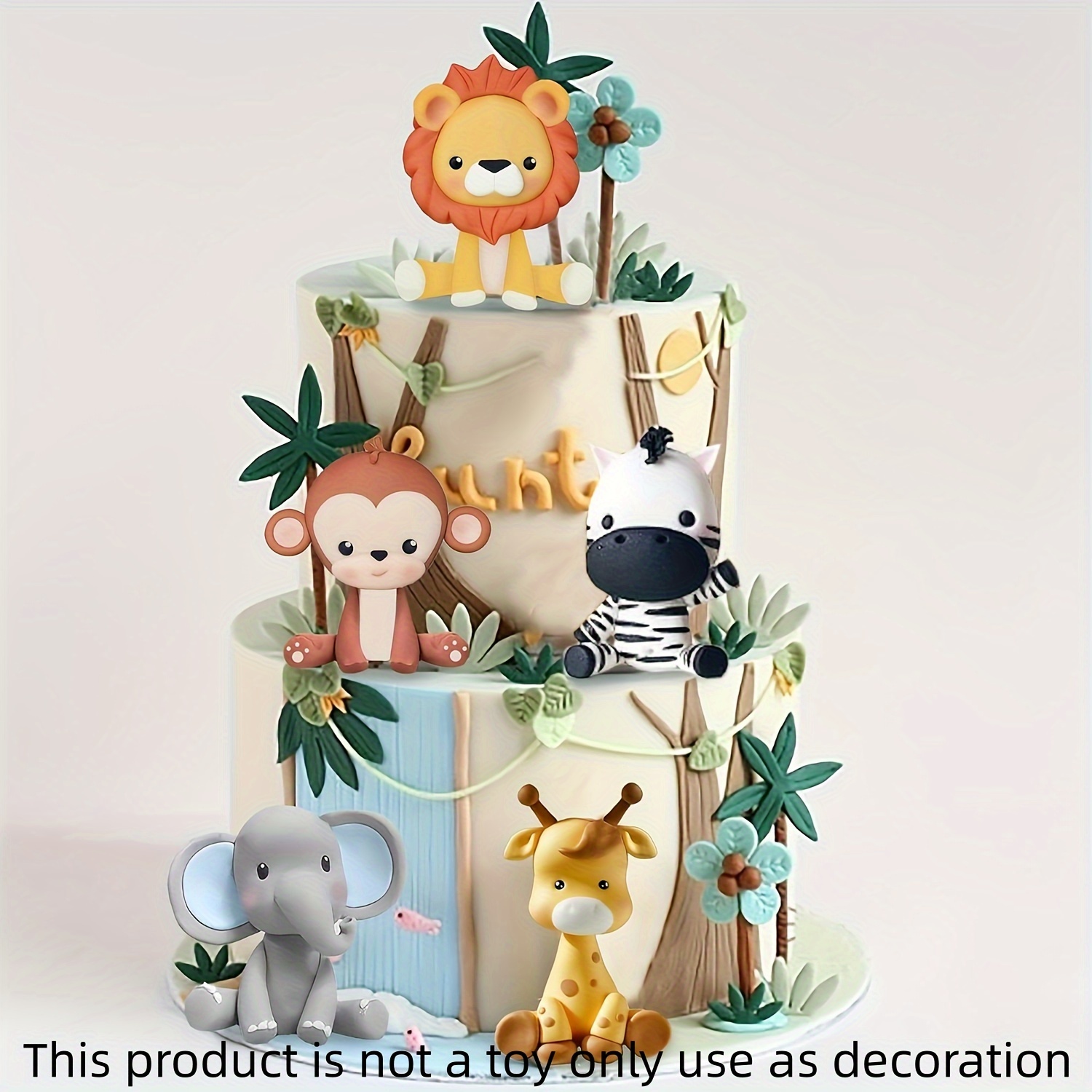 Cake topper personnalisé enfant, lion, girafe, jungle