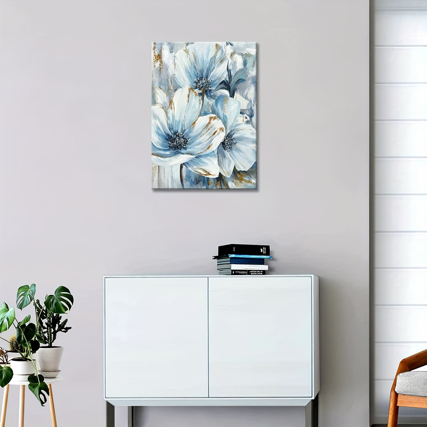 Sticker mural fleurs bleues et blanches