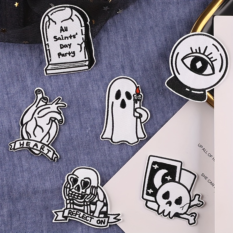 Embroidery Label Embroidery Stickers Skull Ghost Clothing - Temu
