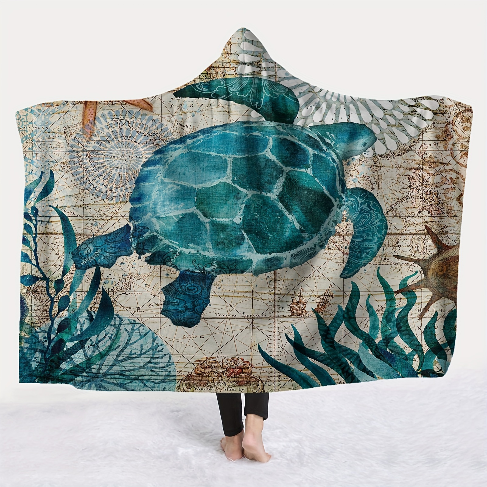 Couverture à Capuche Portable Tortue De Mer Pour Homme Et Femme